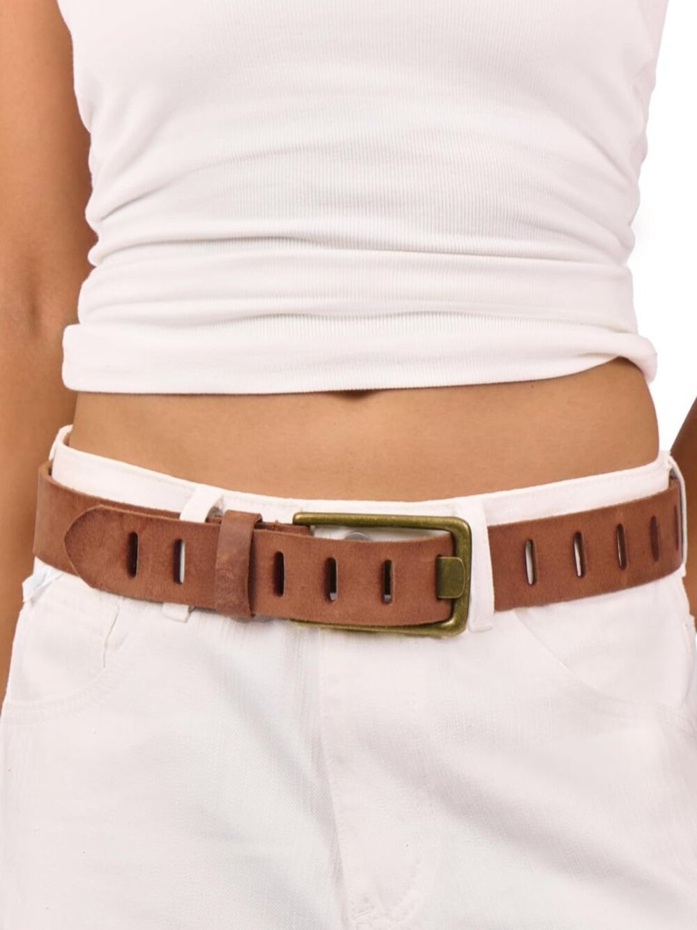 Stylish Women's Full Grain Leather Western Belt for Jeans - 1.57" Cowgirl Style